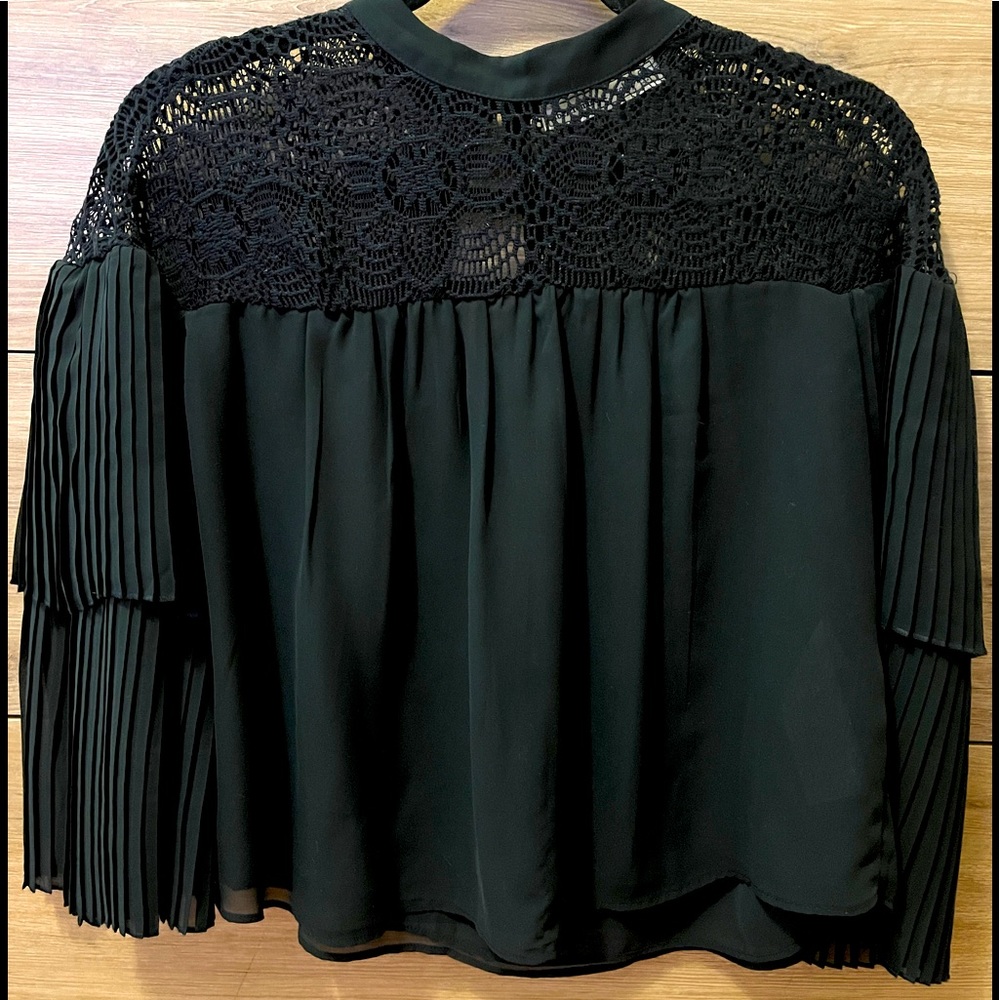 Preloved Abercrombie Black Chiffon Top, Sz Sm